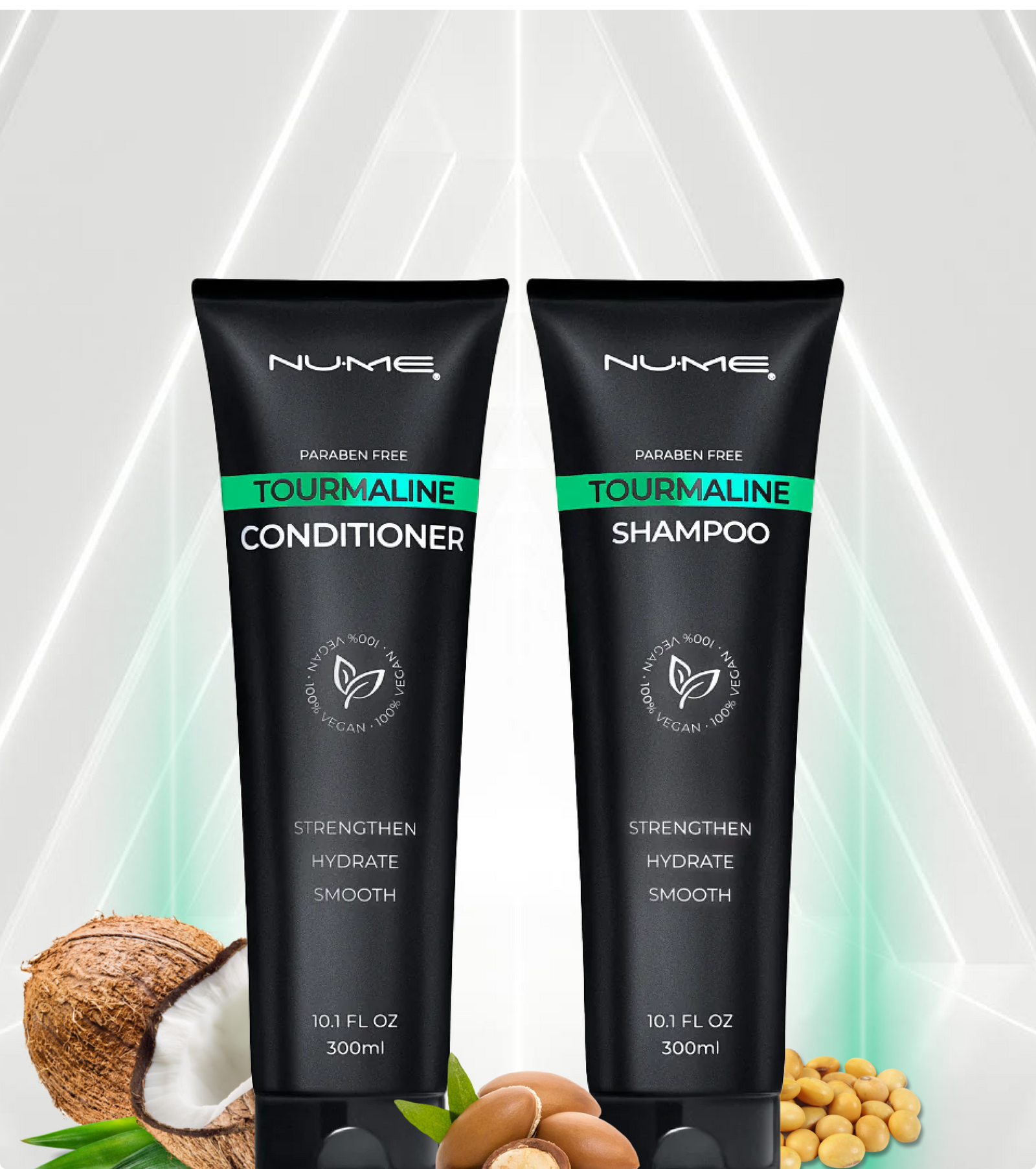 Vegan Tourmaline Shampoo & Conditioner Duo – Moisturizing & Smoothing