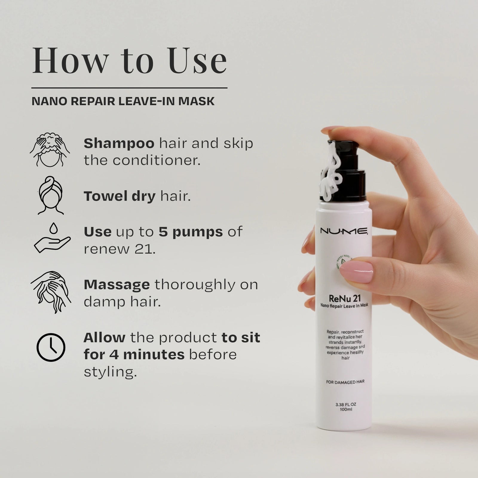 Mascarilla sin enjuague ReNu21 Nano Repair: tratamiento capilar con aminoácidos