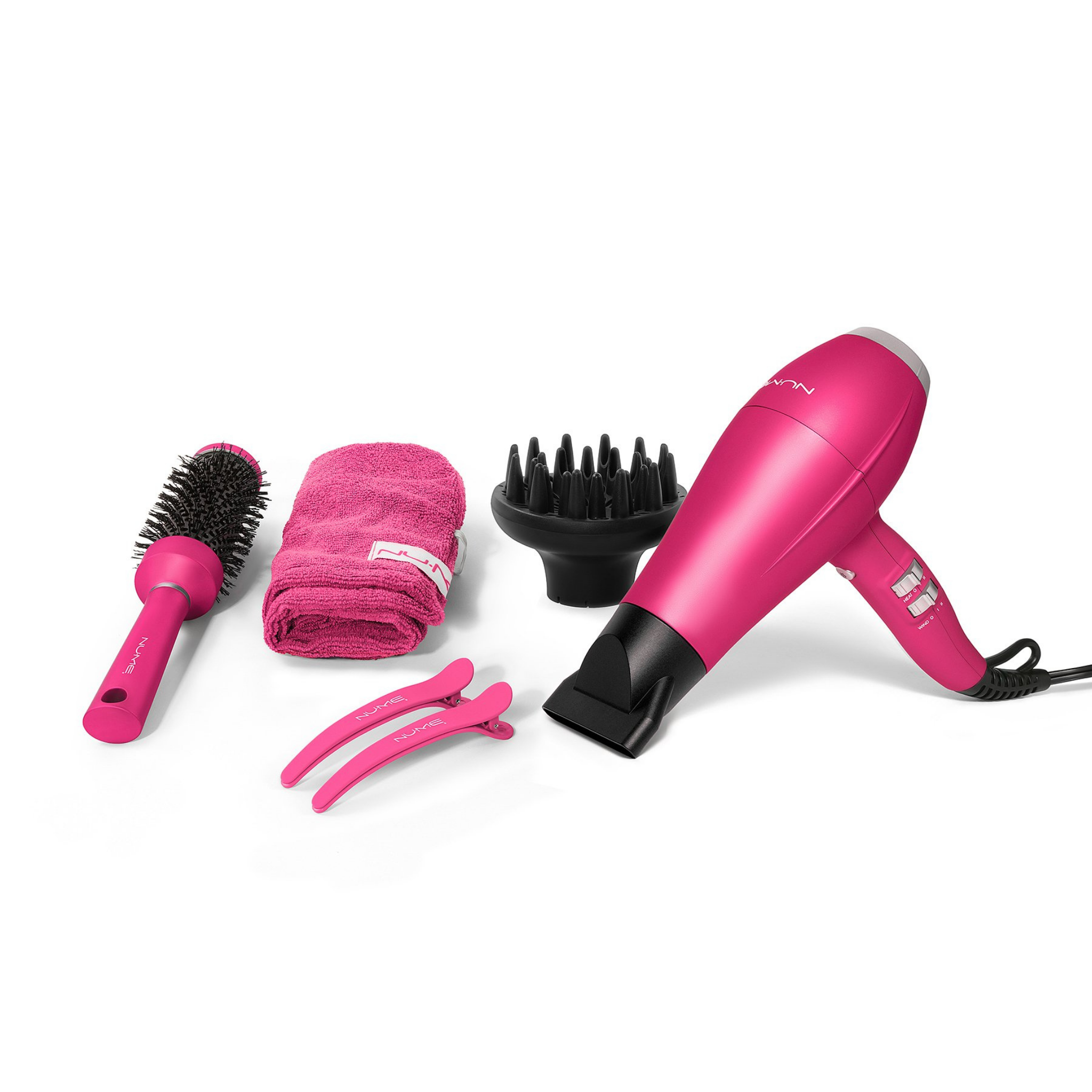 NuMe hair dryer is engineered to protect,Smoothing nozzleCold Shotiffuser, Styling concentrator hair from extreme heat damage, with the fastest drying and controlled styling to help increase smoothness by 75%, increase shine and decrease frizz and flyaways.