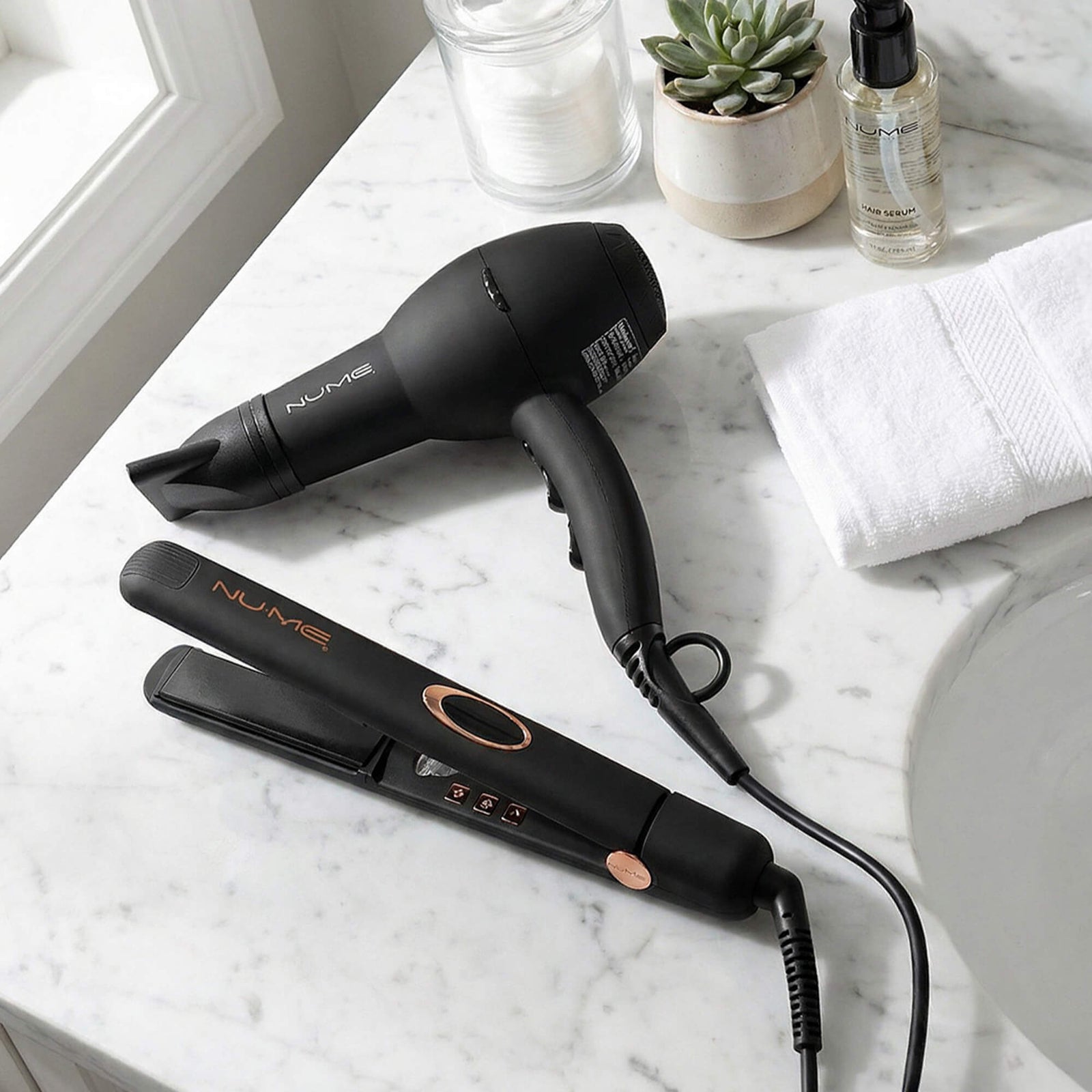 Smooth & Shine Duo – Megastar Professional Hair Straightener + Signature Ionic Hair Dryer