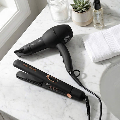 Smooth & Shine Duo – Megastar Professional Hair Straightener + Signature Ionic Hair Dryer